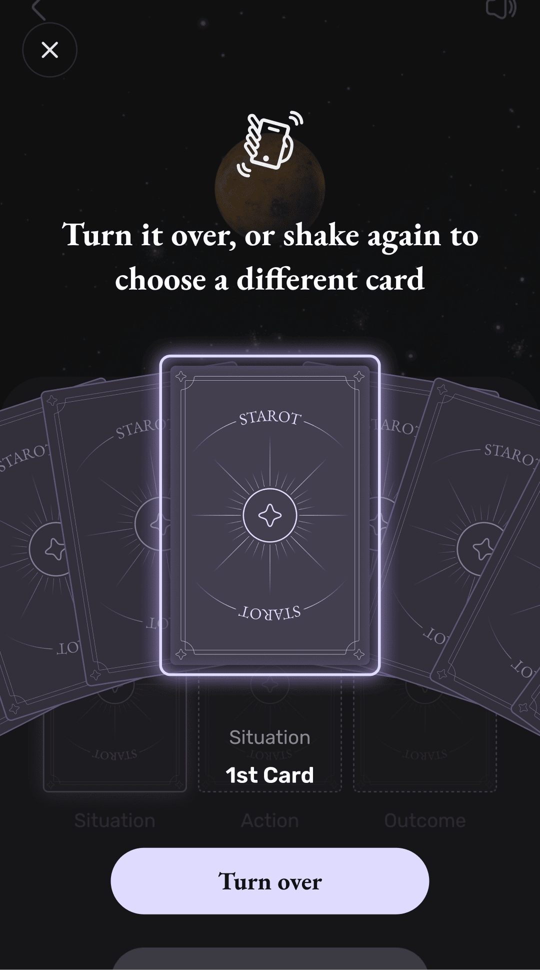 Starot contextual tarot screen